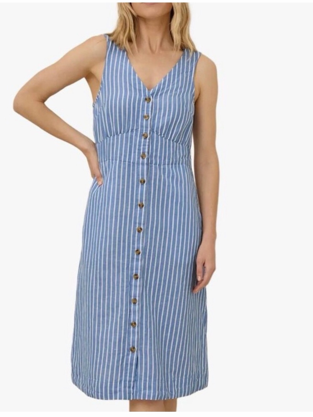 Pact Canopy Linen Blend button-front midi dress - Size Large